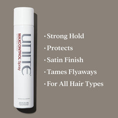 UNITE MAXCONTROL nozzle close-up highlighting precise spray control benefit