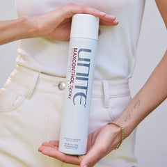UNITE MAXCONTROL used by stylist on updo offering long-lasting hold benefit
