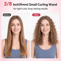 UNOBEY curling wand in use on short hair creating spiral curls for precise styling