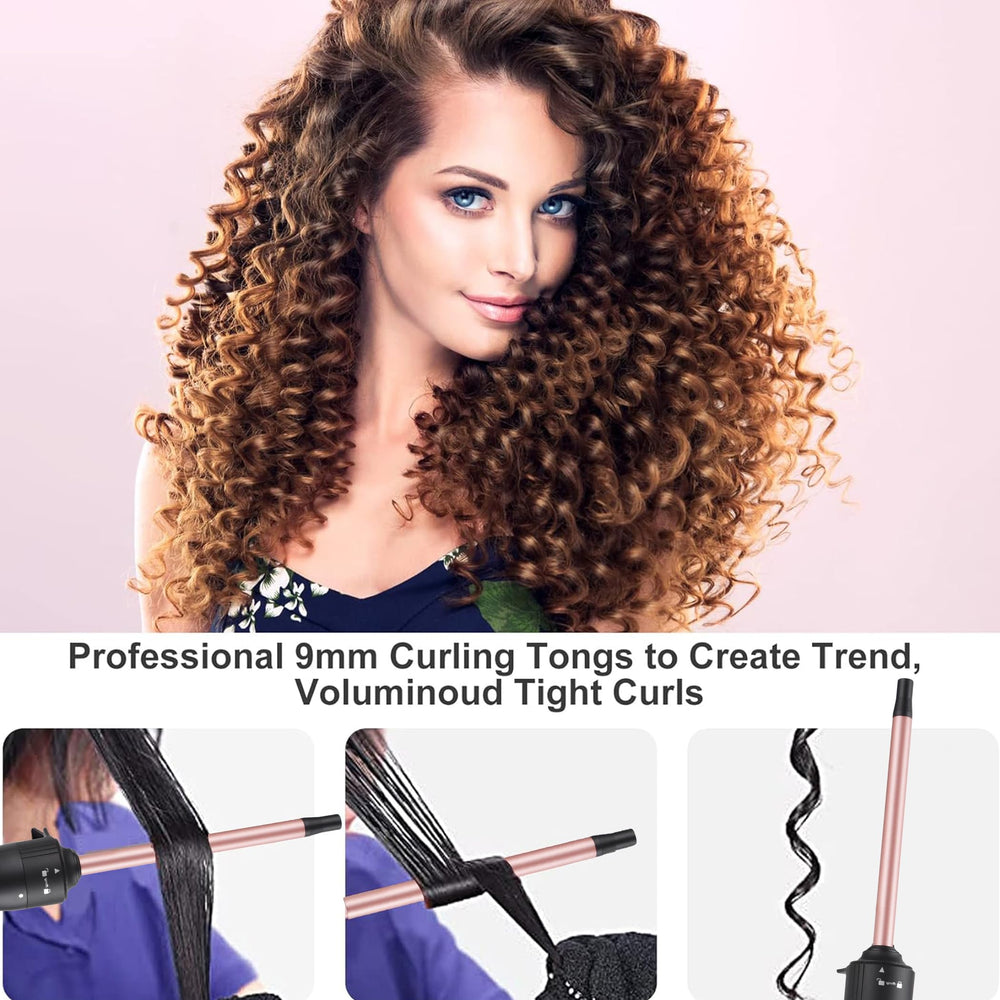 UNOBEY size comparison demonstrating curl results on short and long hair