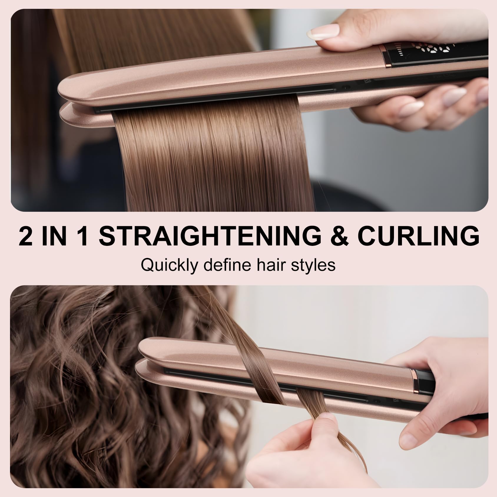 UNOBEY size comparison in hands showing compact, travel-friendly styling tool