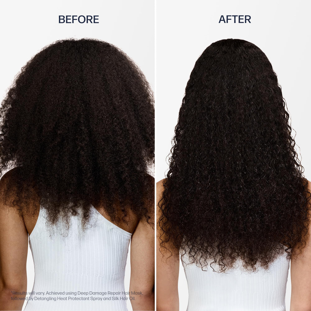 UNOVE before and after hair comparison showing reduced frizz and shine