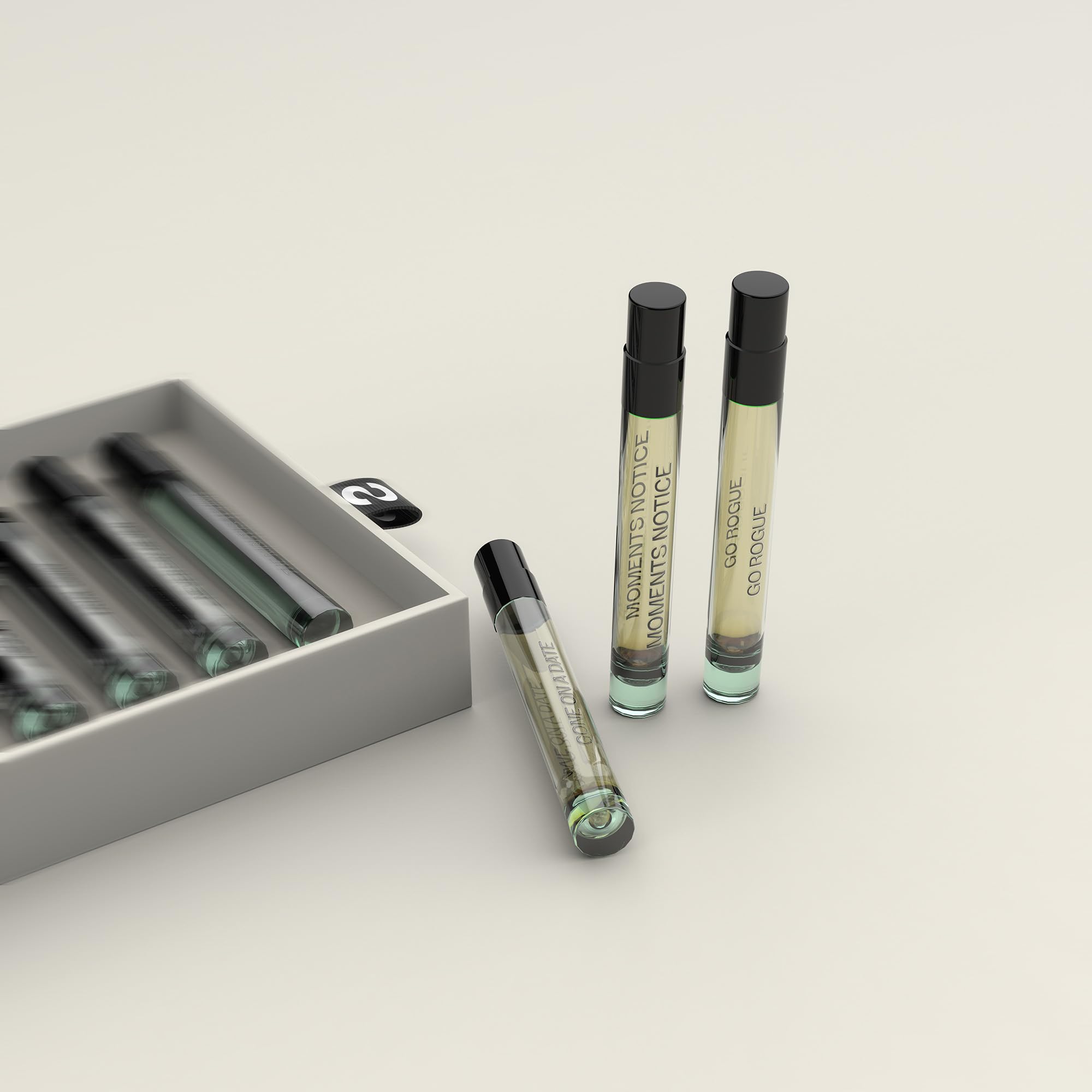 Unscripted vials next to a credit card showing compact travel-ready benefit