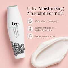 unwash being dispensed from bottle illustrating easy one-step application