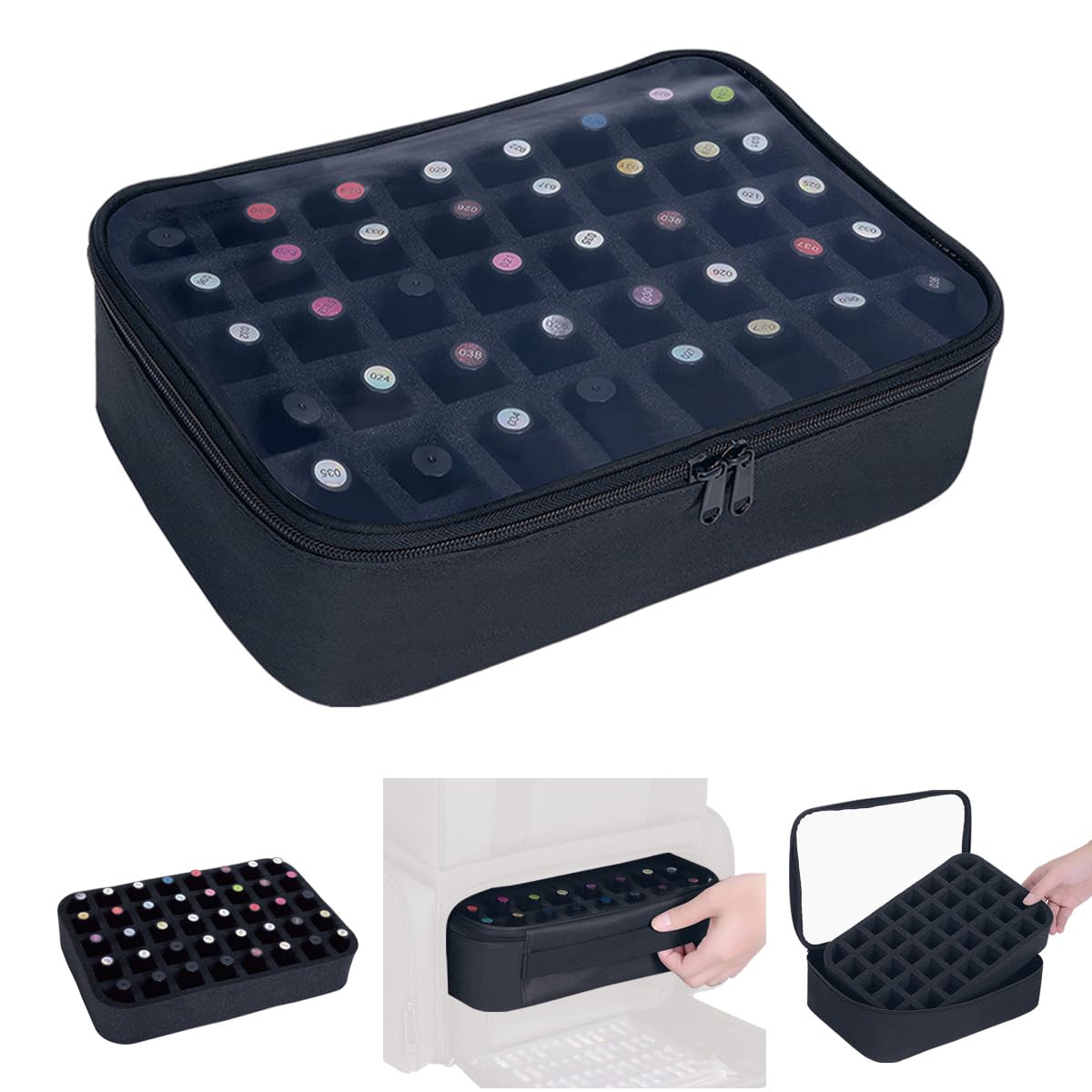 UOZL clear case front view showing tidy storage and fast identification