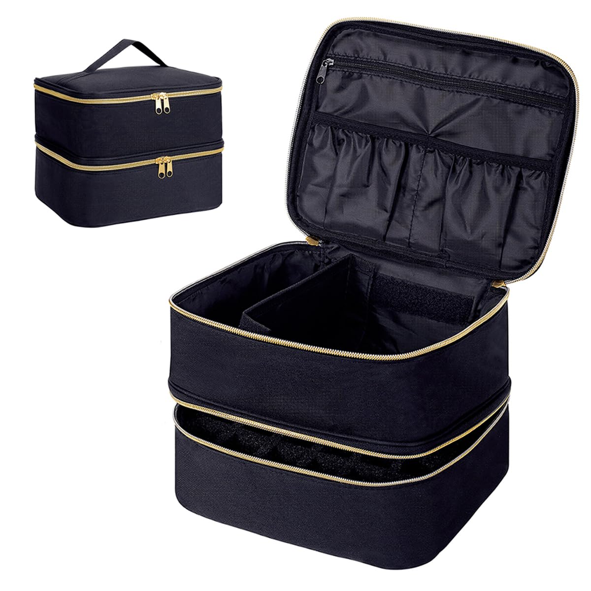 UOZL front view closed organizer showing compact, durable exterior and handle for easy transport