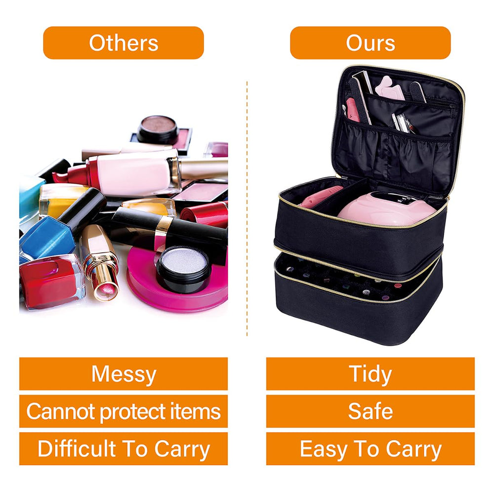 UOZL used by a mobile technician organizing polishes and tools for a client appointment