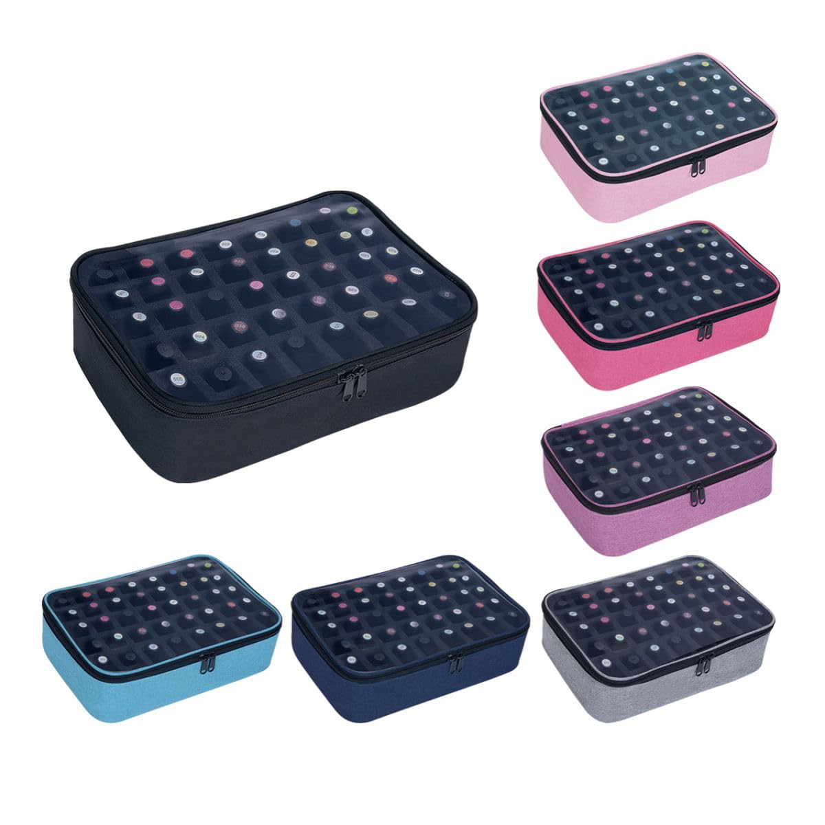 UOZL travel lifestyle shot showing organized polishes ready for on-the-go