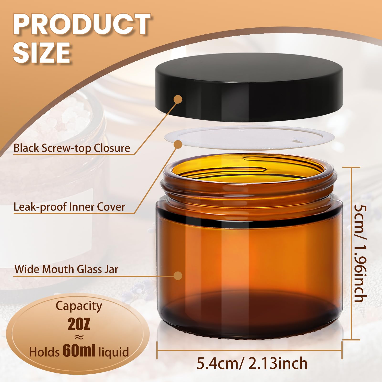 UPBUD wide-mouth jar angle with cream being filled showing easy filling benefit