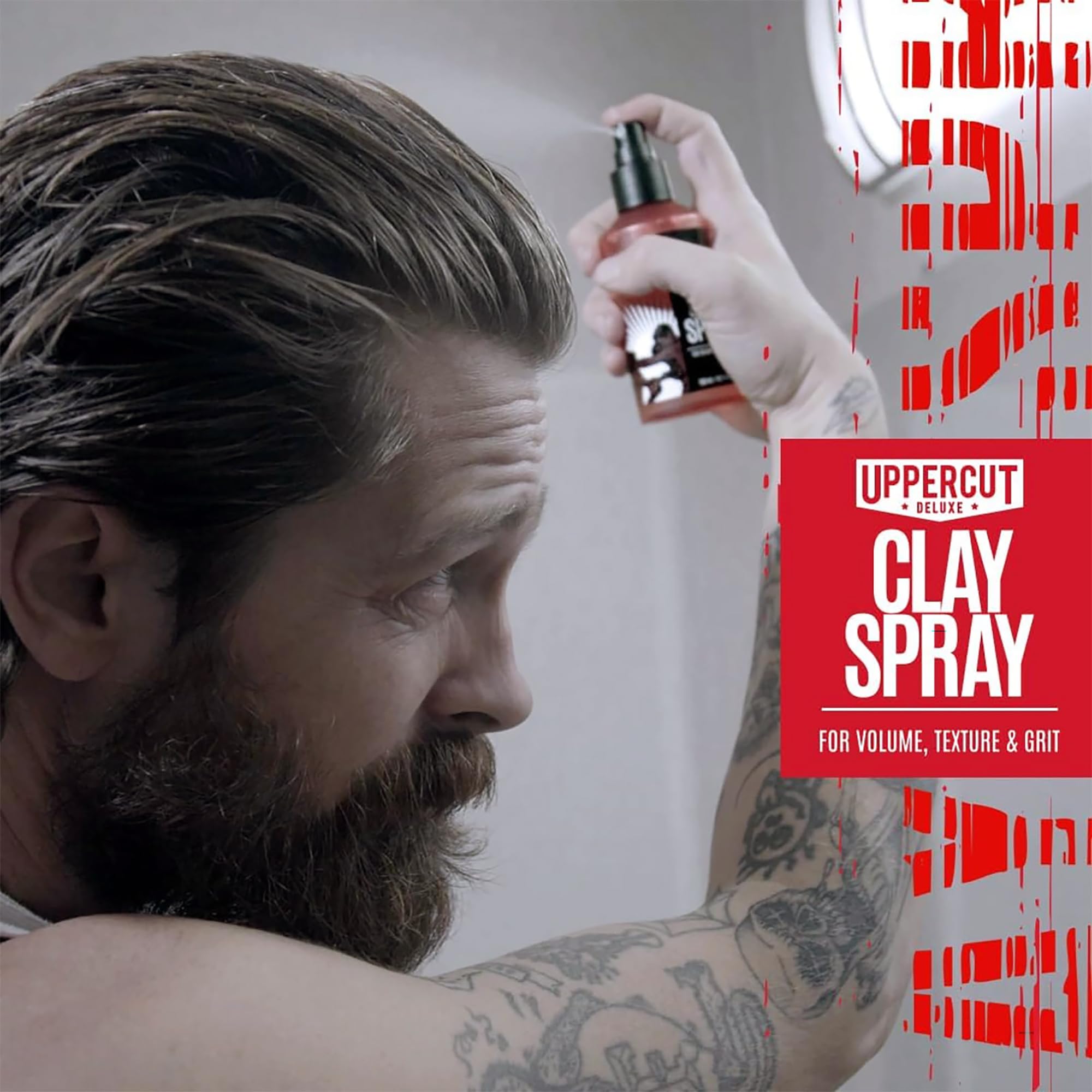 UPPERCUT DELUXE layered with pomade to demonstrate flexible styling options