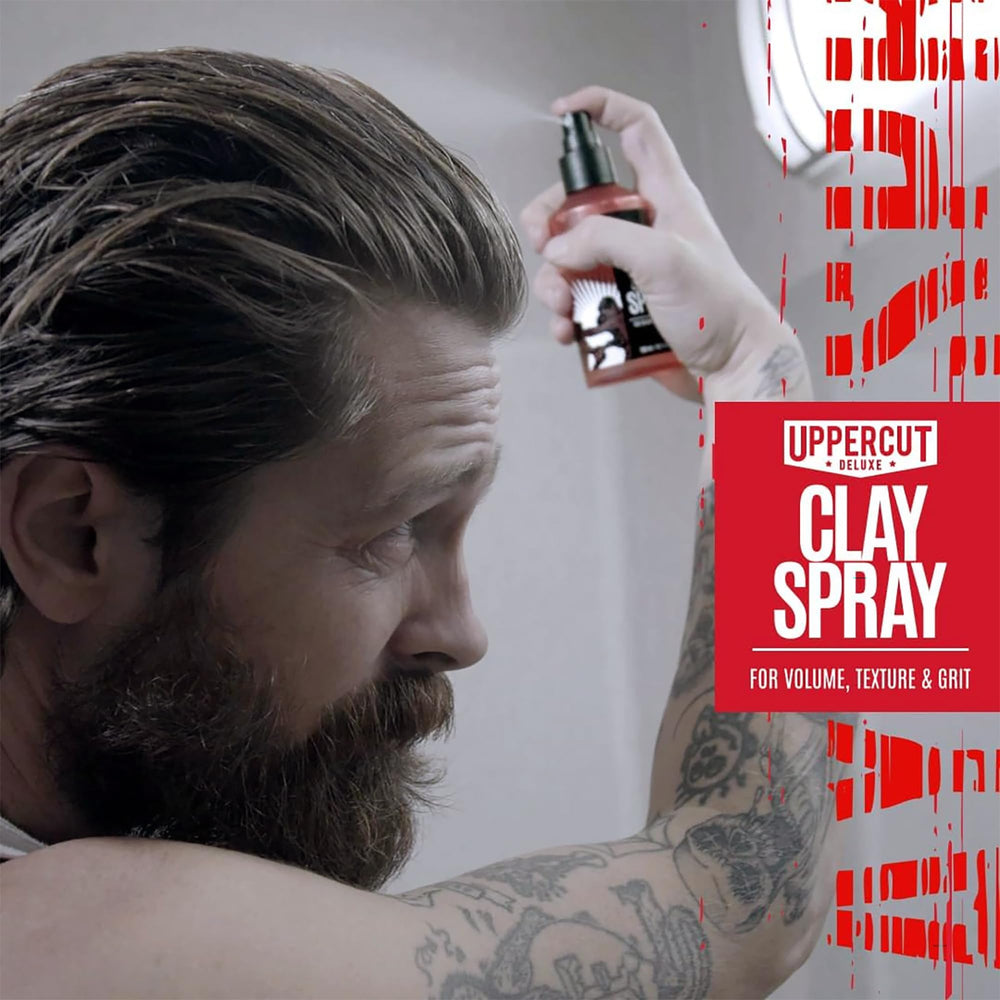 UPPERCUT DELUXE layered with pomade to demonstrate flexible styling options