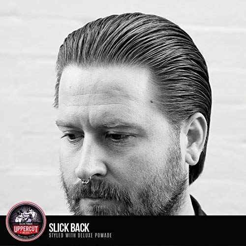 UPPERCUT DELUXE side part pompadour demonstrating definition and polished look