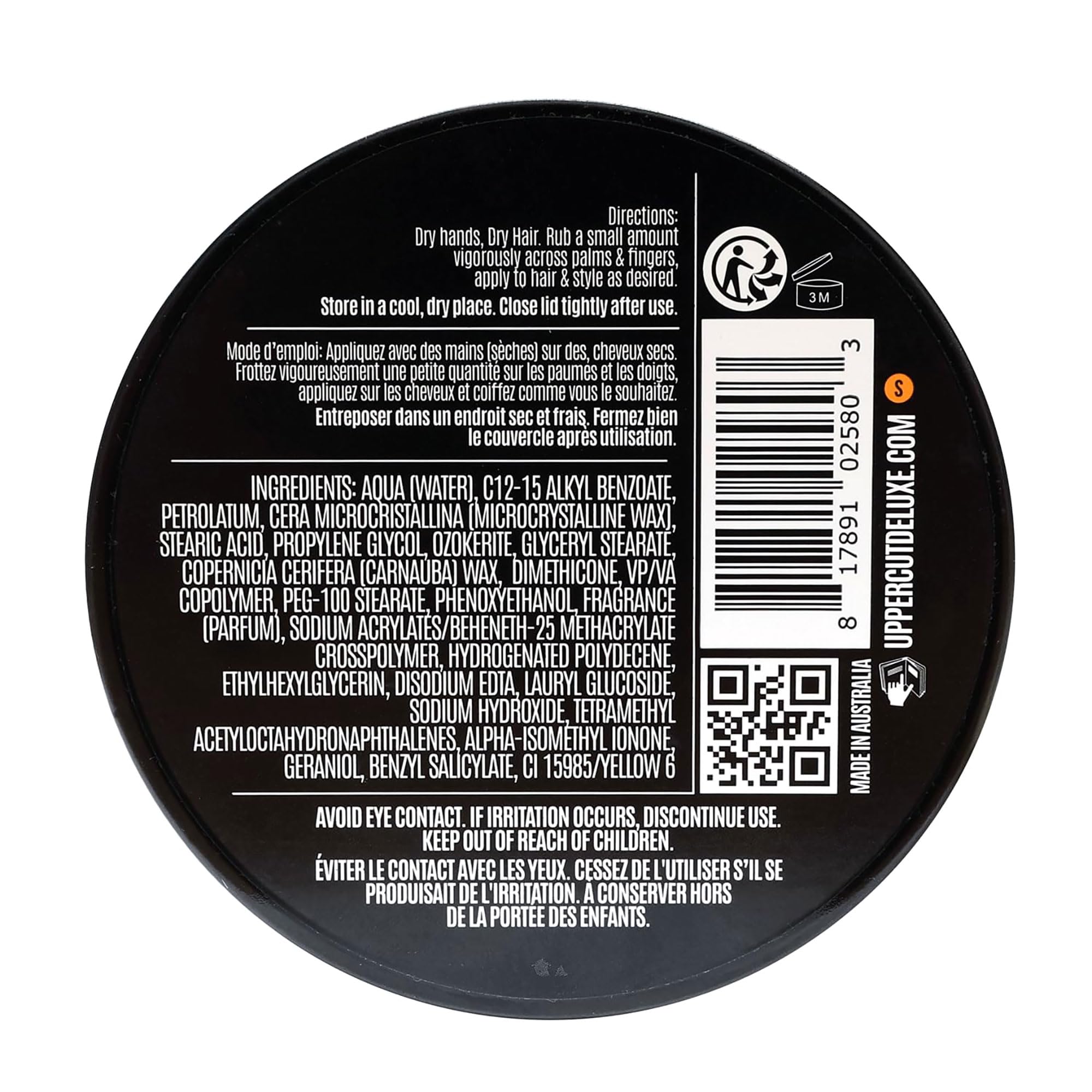 UPPERCUT DELUXE jar with visible ingredient panel showing transparency and lightweight formula benefit