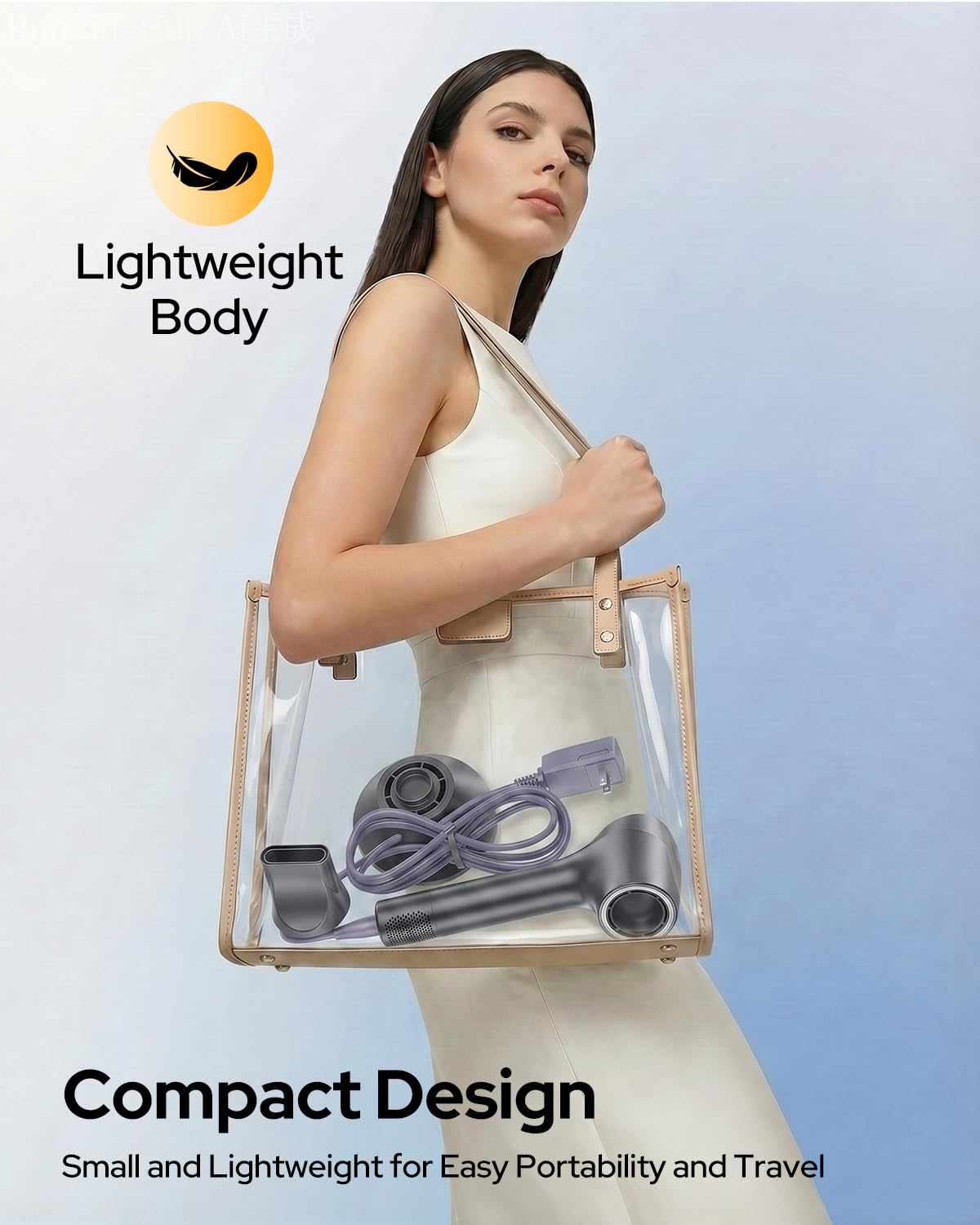 UpperX packed in carry-on luggage demonstrating travel-ready compactness and dual-voltage use