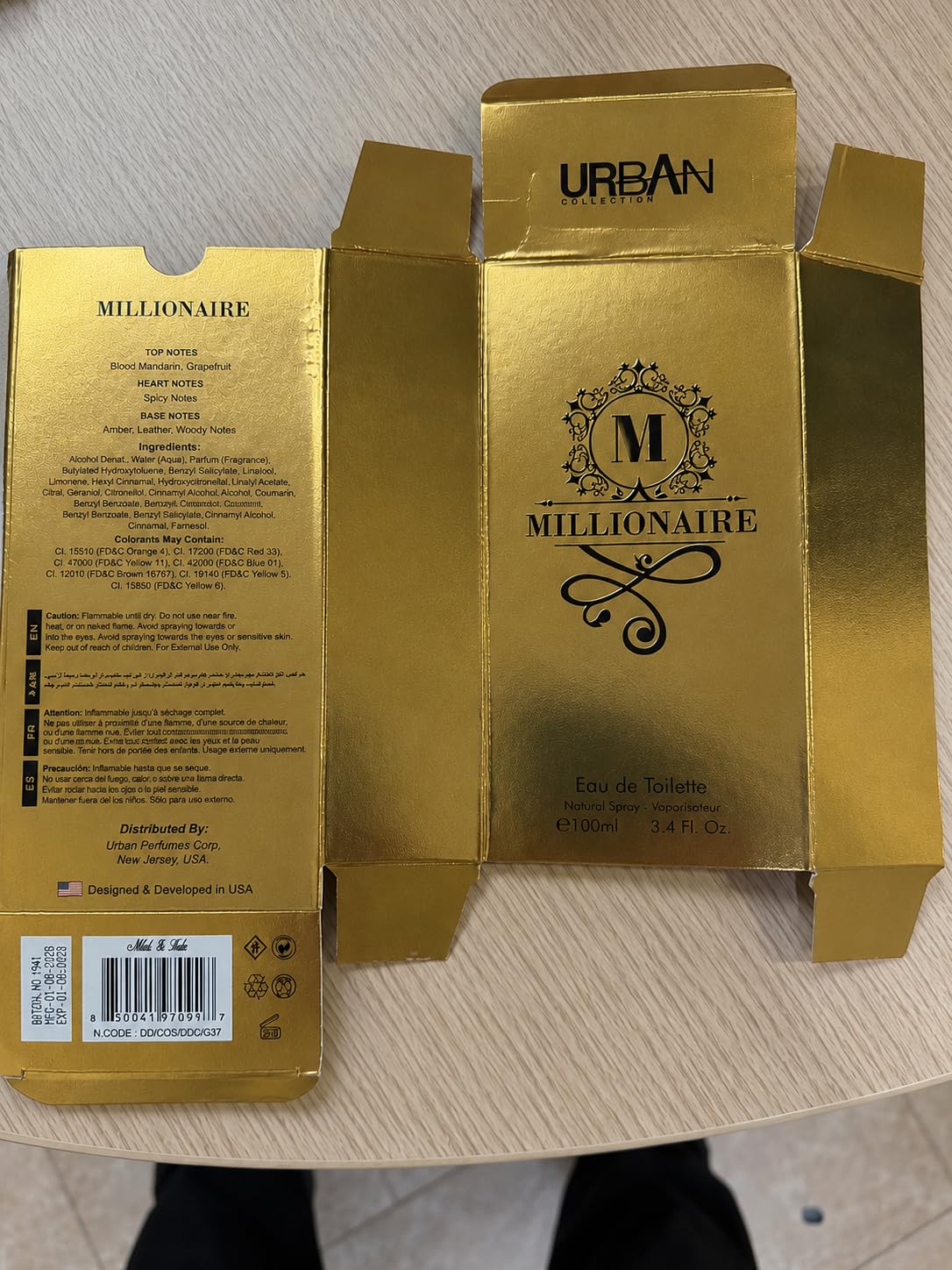 URBAN COLLECTION label close-up revealing scent name and refined branding benefit