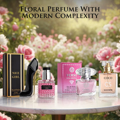 URBAN COLLECTION Verse Pink Crystal label detail, clear branding and floral appeal