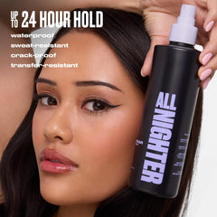 Urban Decay side profile of the 8.1 fl oz bottle emphasizing travel-friendly shape
