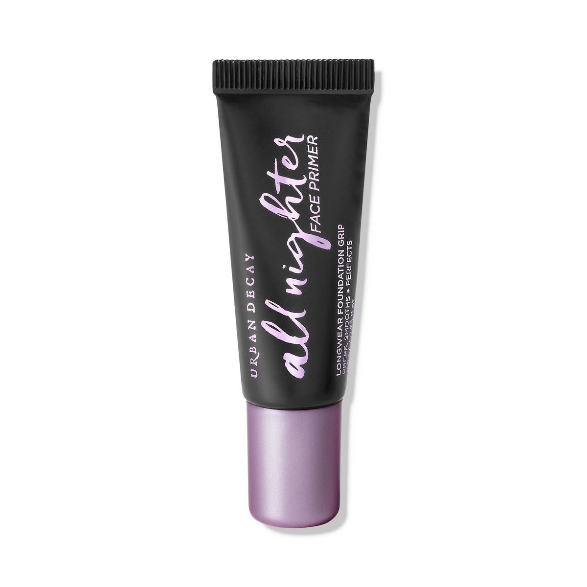 Urban Decay front packaging showing travel size and sleek bottle, convenient portability