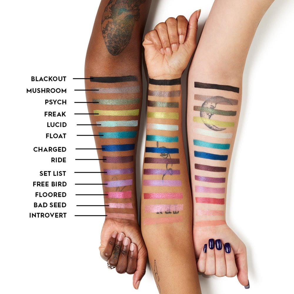 Urban Decay Blackout packaging label showing shade name and vegan formula transparency benefit