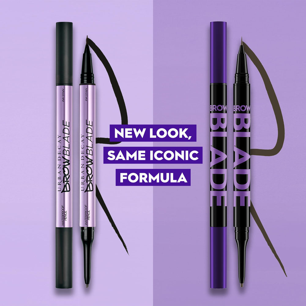 Urban Decay Brow Blade pen strokes on skin illustrating realistic hairlike lines for natural-looking definition