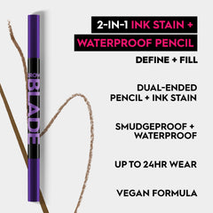 Urban Decay Brow Blade pencil tip closeup revealing fine point for controlled filling benefit: accuracy