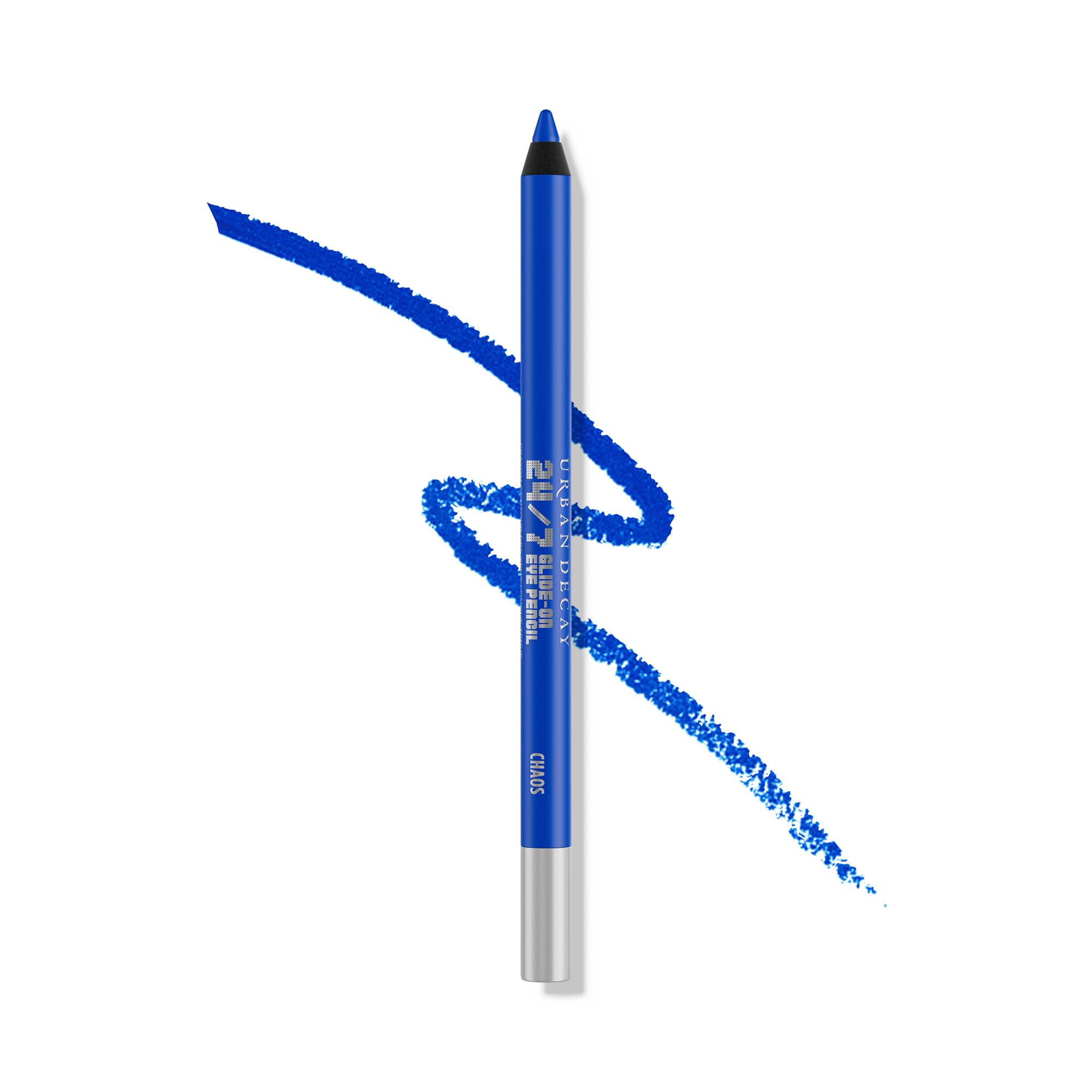 Urban Decay Chaos front packaging showing bold cobalt blue and matte finish benefit