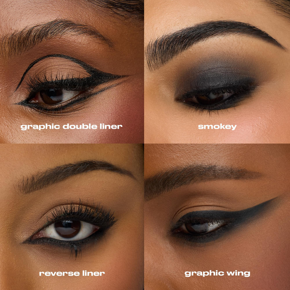 Urban Decay Chaos drawn as a fine eyeliner on eye showing precise definition benefit