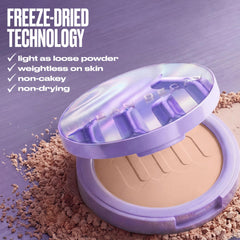 Urban Decay ghosting powder with fluffy brush demonstrating application for seamless finish