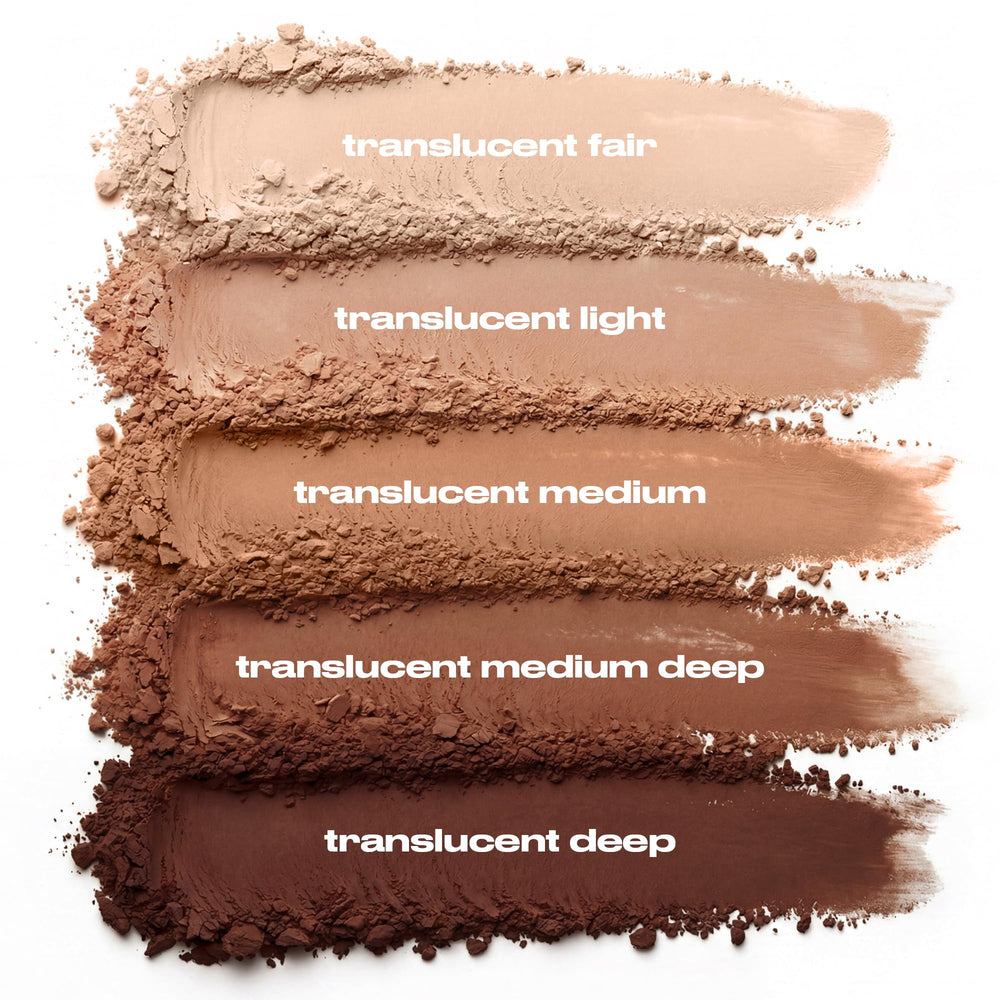 Urban Decay ghosting powder lifestyle studio shot showing camera-ready makeup confidence