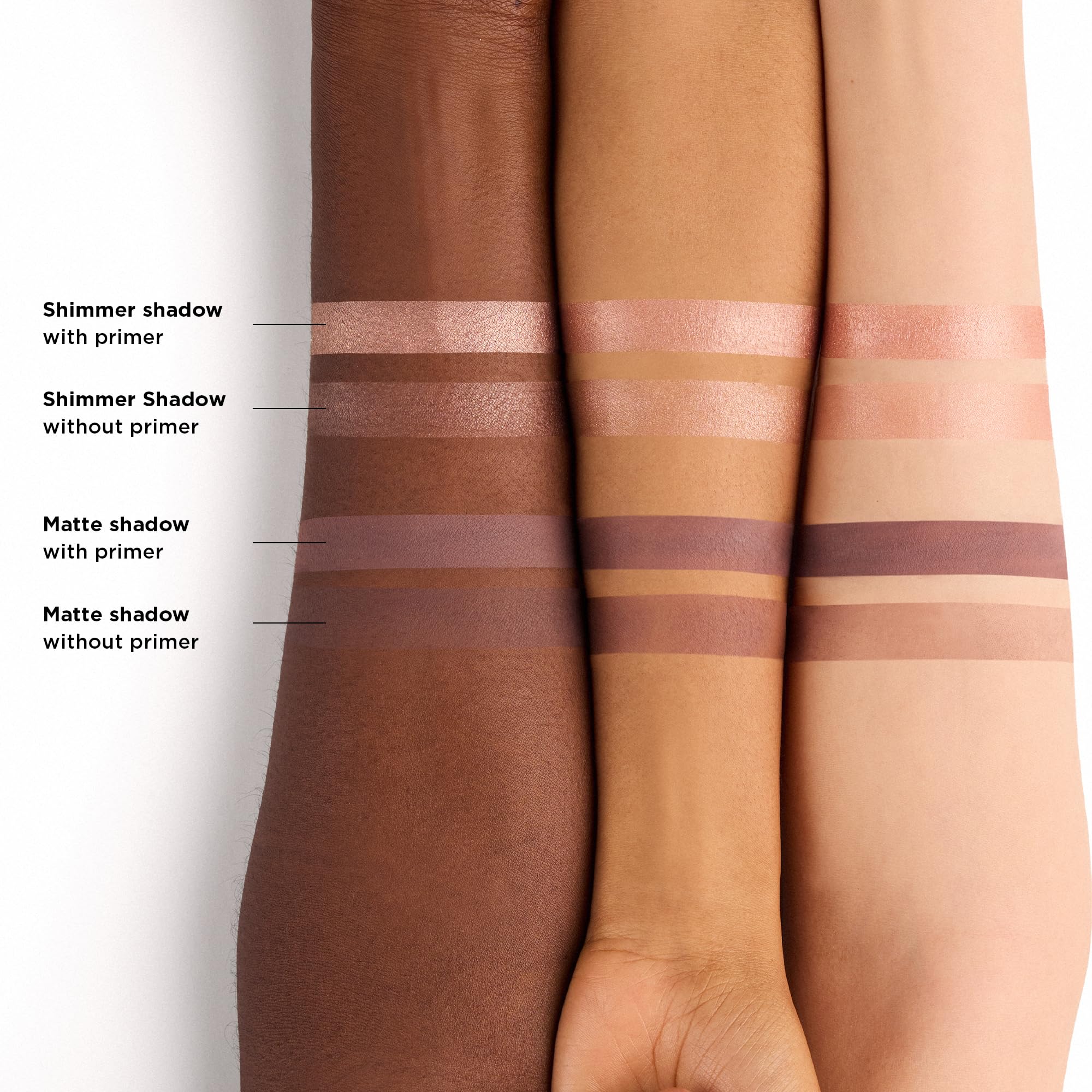 URBAN DECAY swatches on skin demonstrating color neutralizing benefit