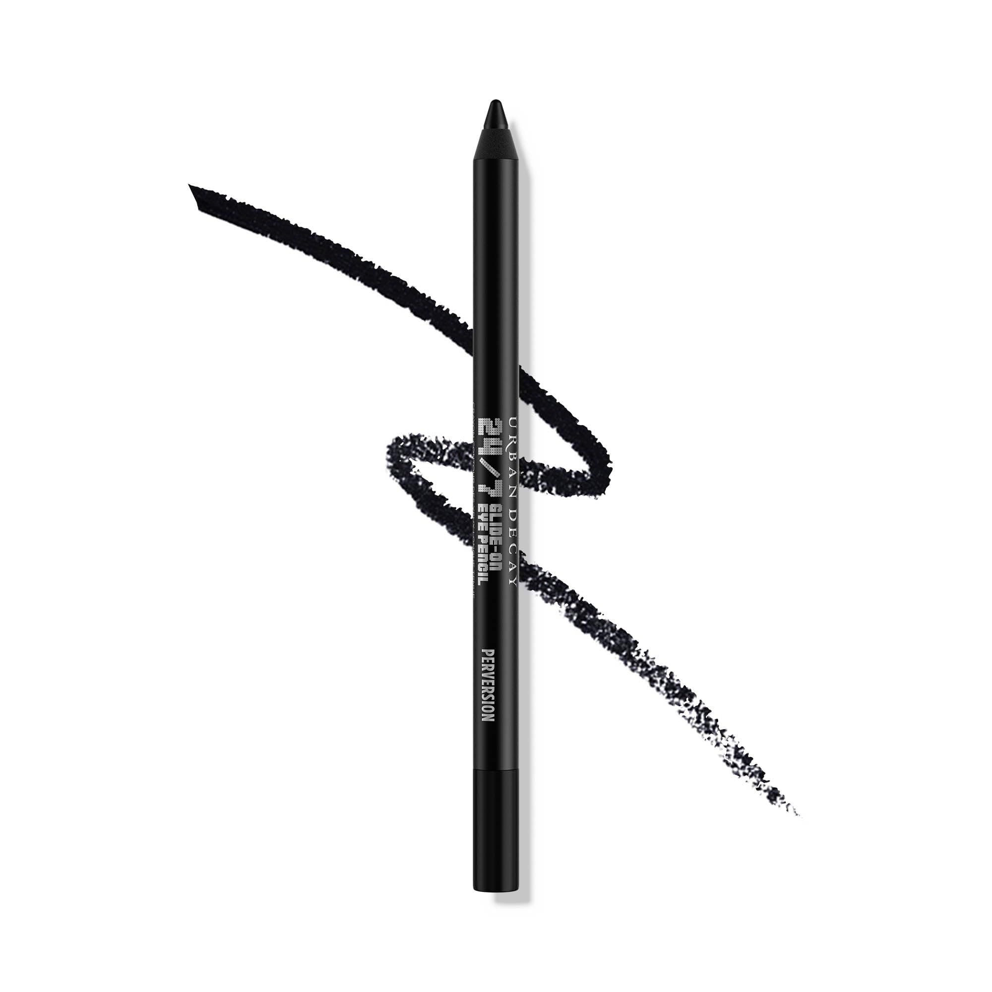 Urban Decay pencil front packaging showing Perversion black, professional finish
