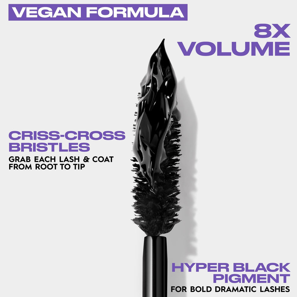 Urban Decay mascara texture swipe showing ultra-black pigment and smooth application benefit