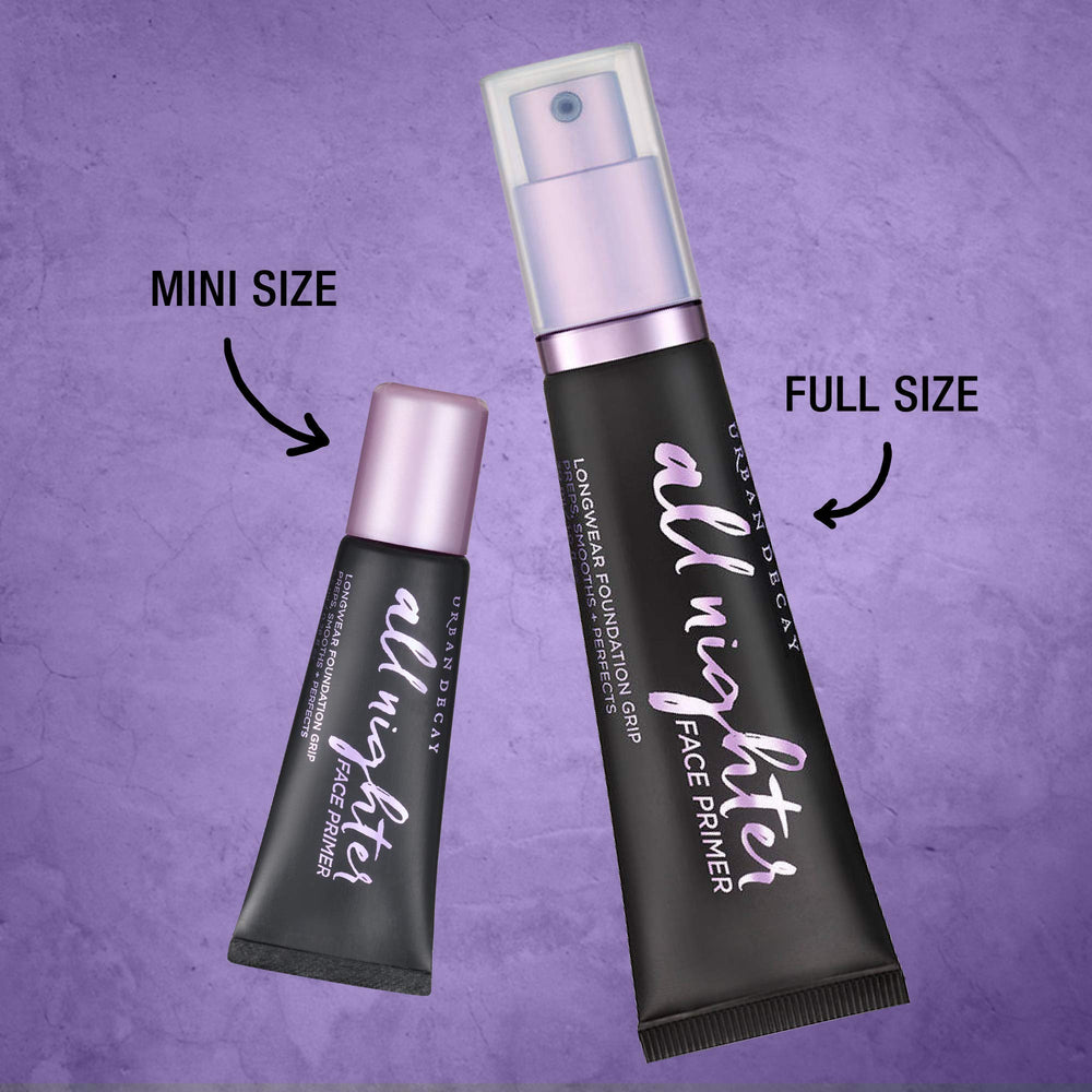 Urban Decay primer applied on cheek before and after for smoother makeup finish