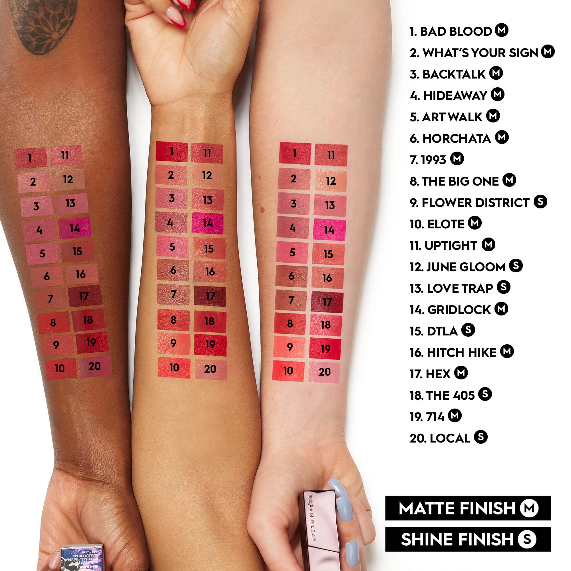Urban Decay Vice Lipstick held in hand to show true product size and portability