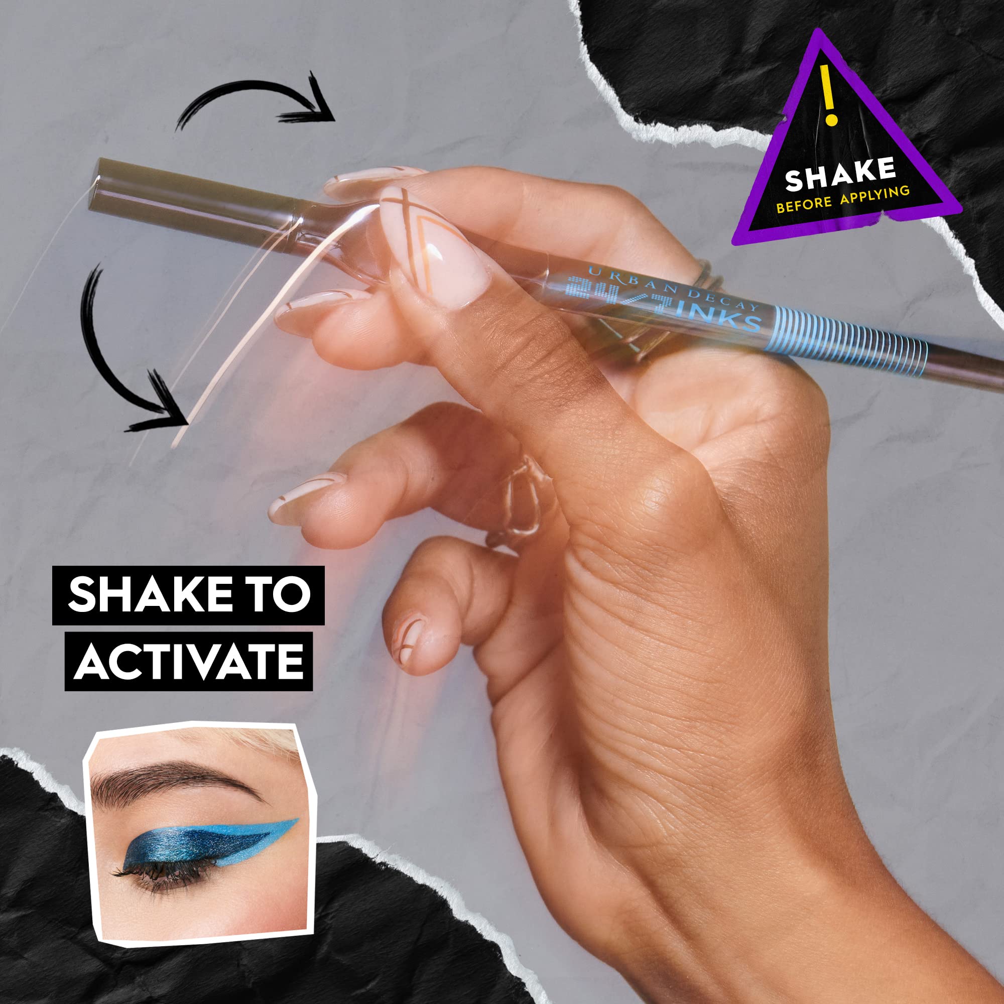 Urban Decay Whiskey eye application on model showing long-wear definition