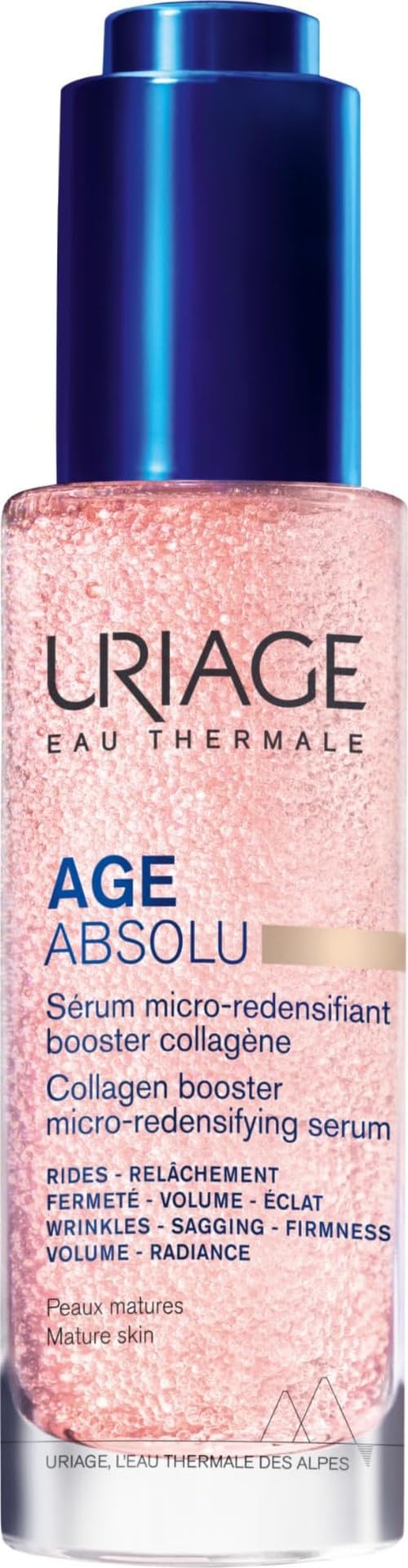 Uriage bottle front view showing elegant serum packaging and appeal