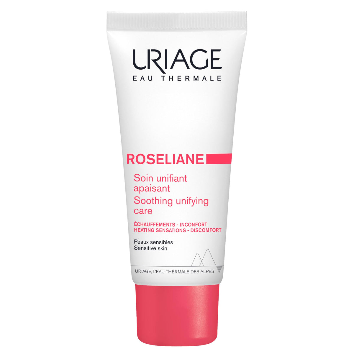 Uriage tube front view showing Roséliane branding and benefits