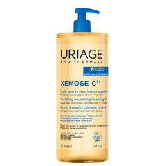 Uriage Xemose C8+ shower oil front bottle showing clean packaging and benefit