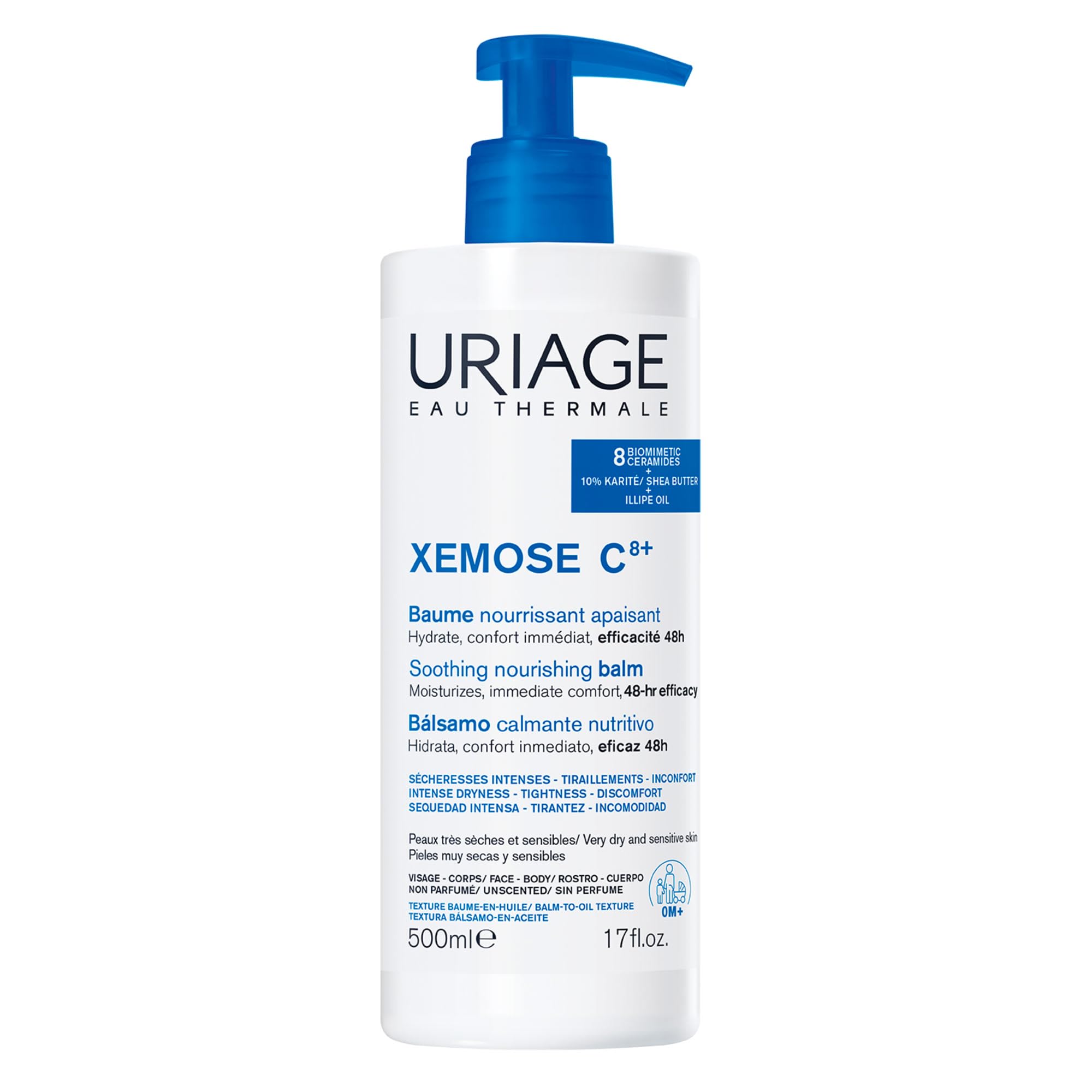 Uriage Xemose front tube showing product label and benefit