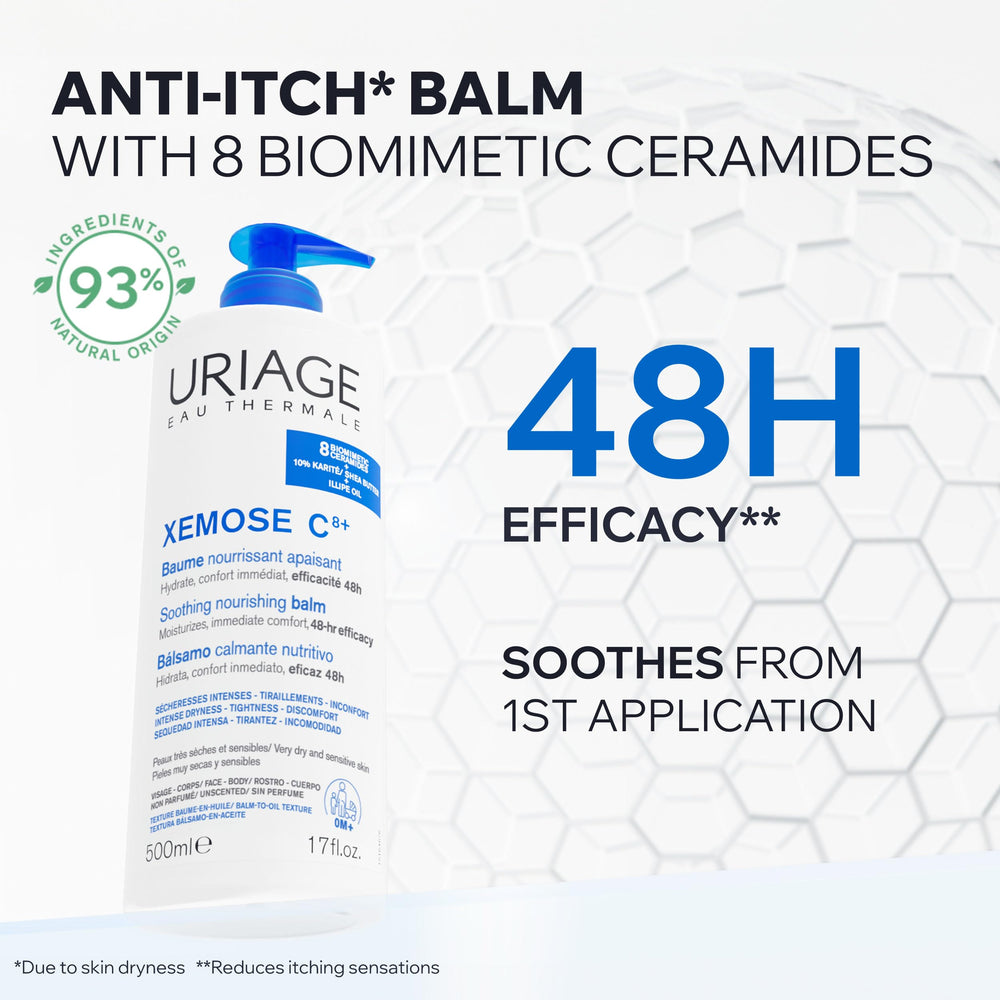 Uriage Xemose close-up of balm texture highlighting nourishing formula