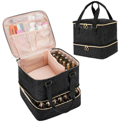 Uross front view organizer bag showing compact black exterior and handles for easy carrying