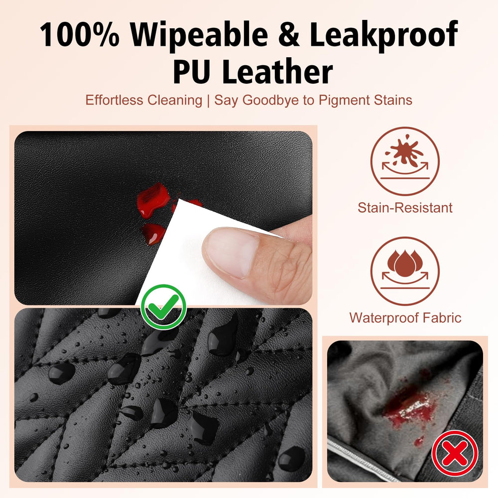 Uross waterproof PU leather being wiped clean for easy maintenance
