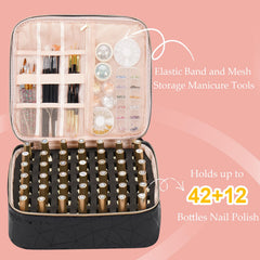 Uross open double-layer layout displaying organized polish slots and tool pockets for efficiency