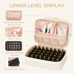 Uross organizer open with nail lamp and tools demonstrating organized storage