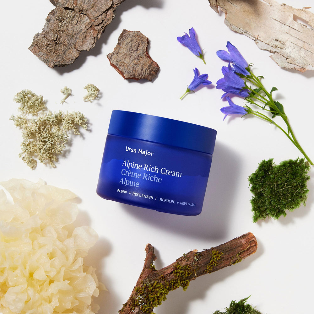Ursa Major cream swatched on hand illustrating quick absorption benefit