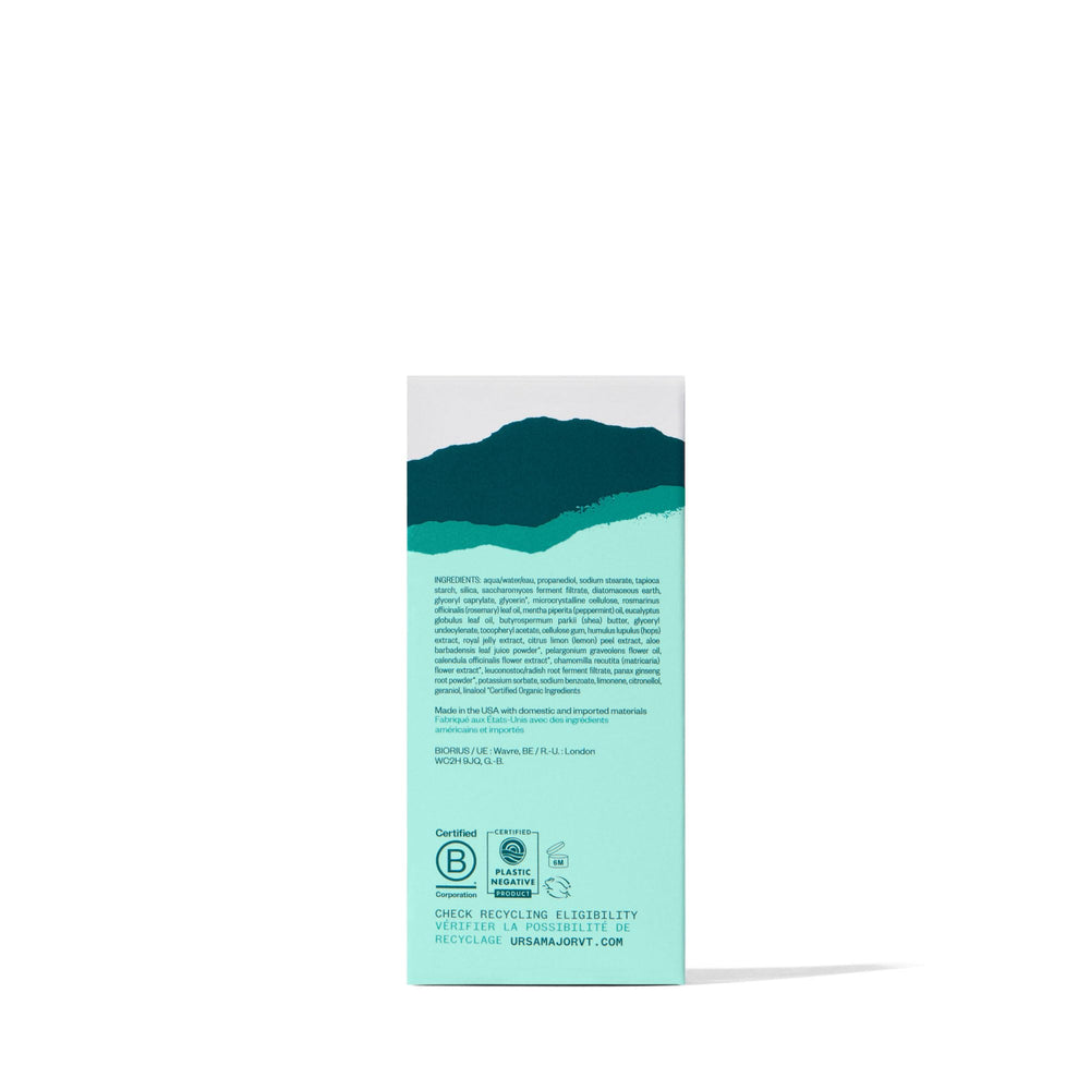 Ursa Major back label close-up showing ingredient transparency and clean formulation benefit