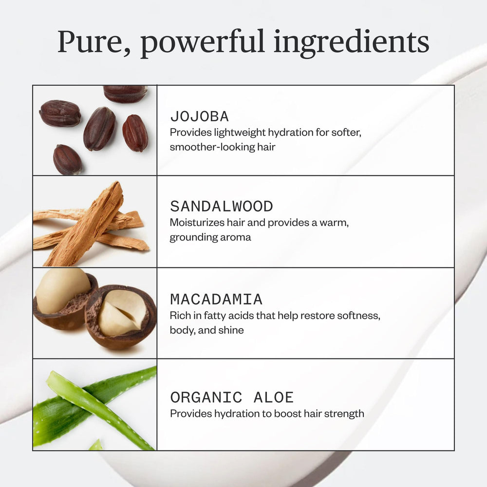 Ursa Major creamy conditioner texture on palm showing lightweight, non-greasy hydration