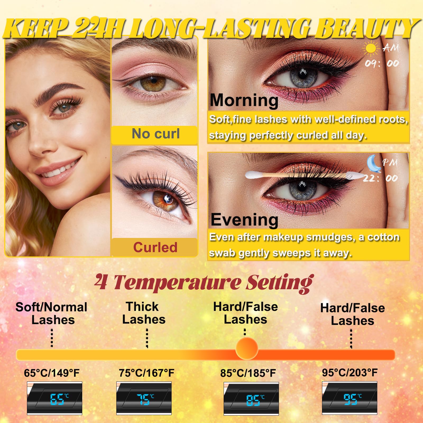 URSOBTF heated lash curler barrel close-up highlighting smooth heating surface for even curls