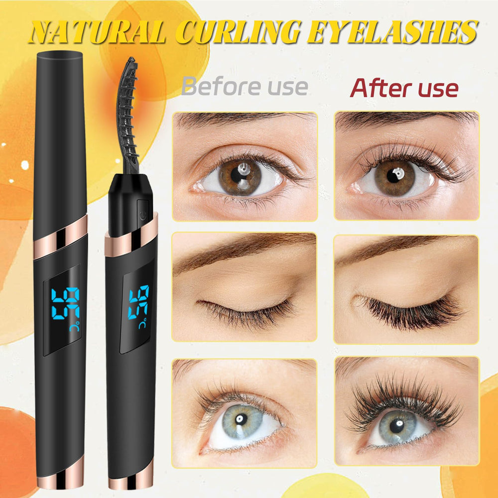 URSOBTF curler pictured with mascara and brush to show styling routine and finished results