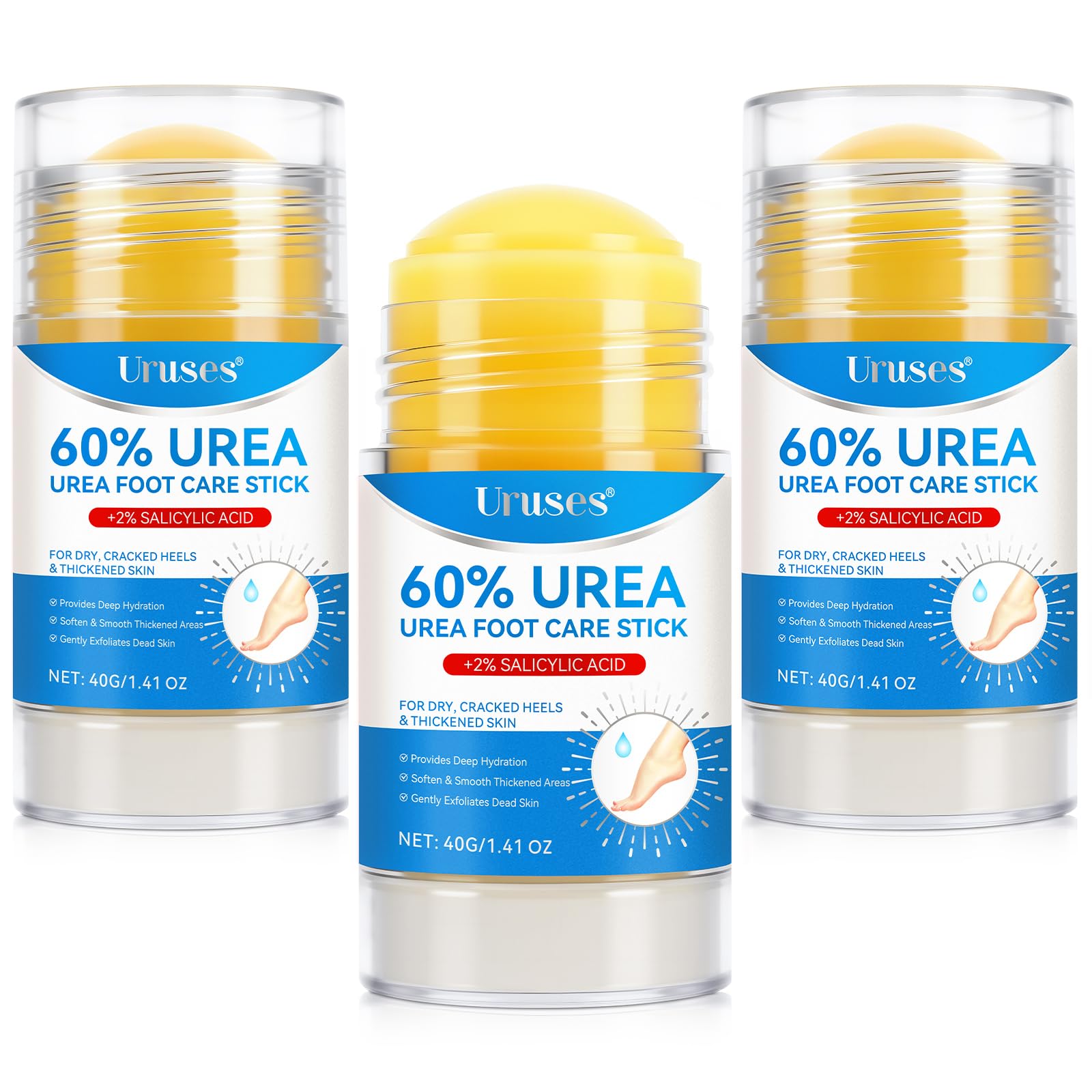Uruses front packaging 3-pack shows product trio and compact benefits